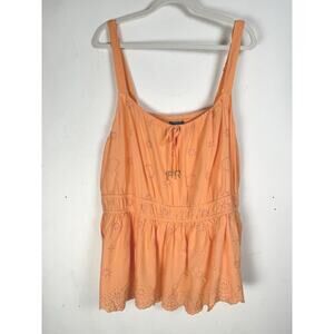 NWOT Torrid Peachy Orange Bohemian Peasant Eyelet Sleeveless Top